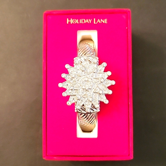 NEW Crystal Starburst Bangle-Bracelet Watch! Silver-tone, Clear Crystals - Picture 14 of 16